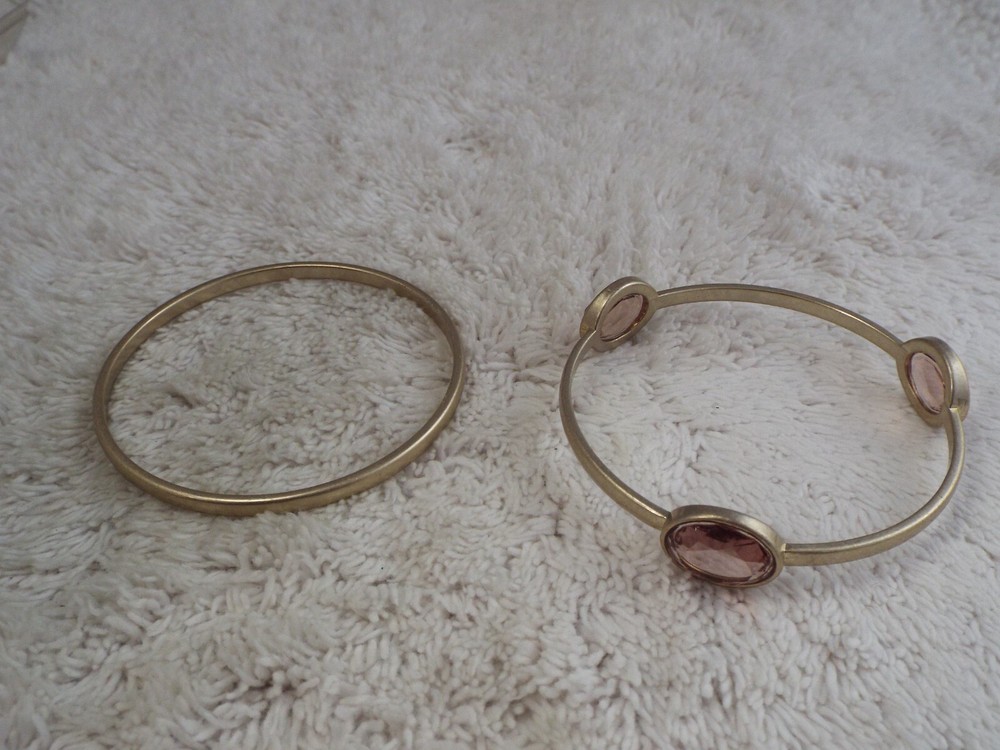 2 pcs. Brasstone Bangle Bracelet Set (A48)