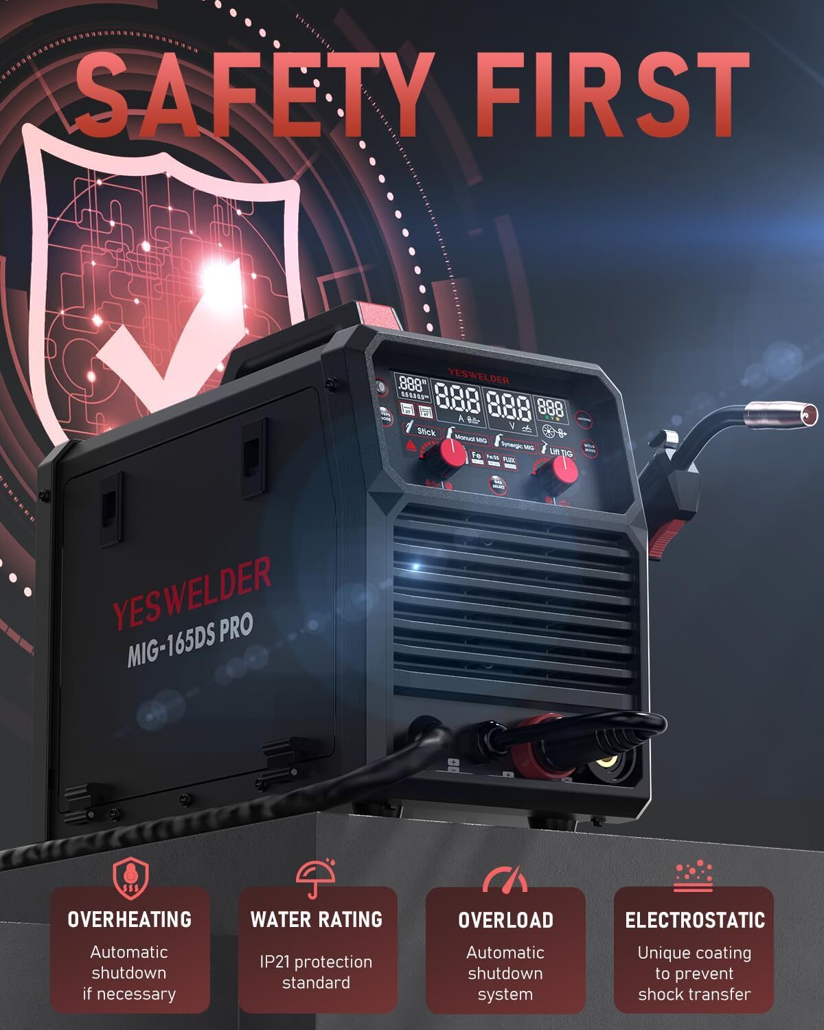 Flux Core MIG/Gas MIG/Lift TIG/Stick 4 in 1 Multi-process Welding Machine