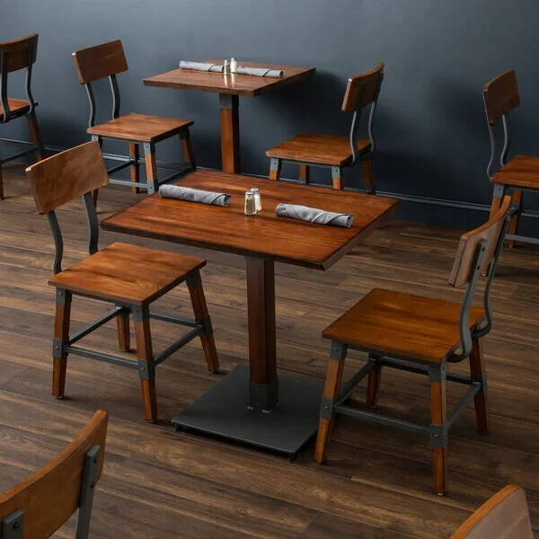 24" x 30" Rectangular Solid Wood Live Edge Restaurant Table Top in Walnut Wood