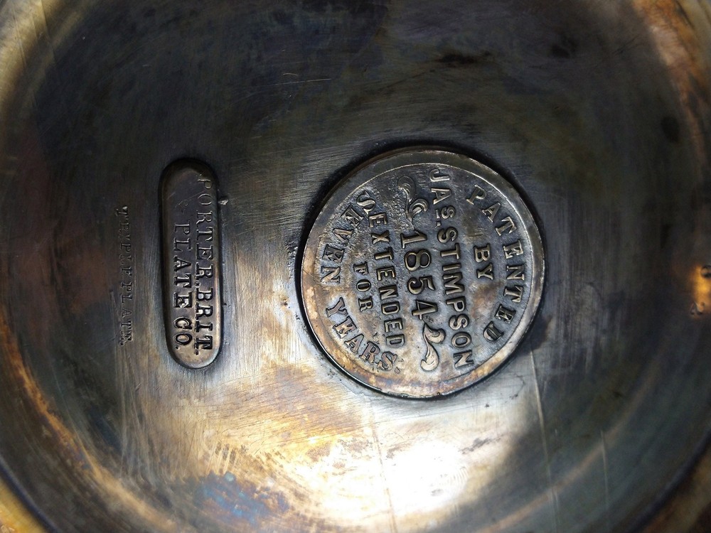 1850s Porter Brit. & Plate Co. Silver Plated Ornate LG Tea Pot Tilting Pitcher