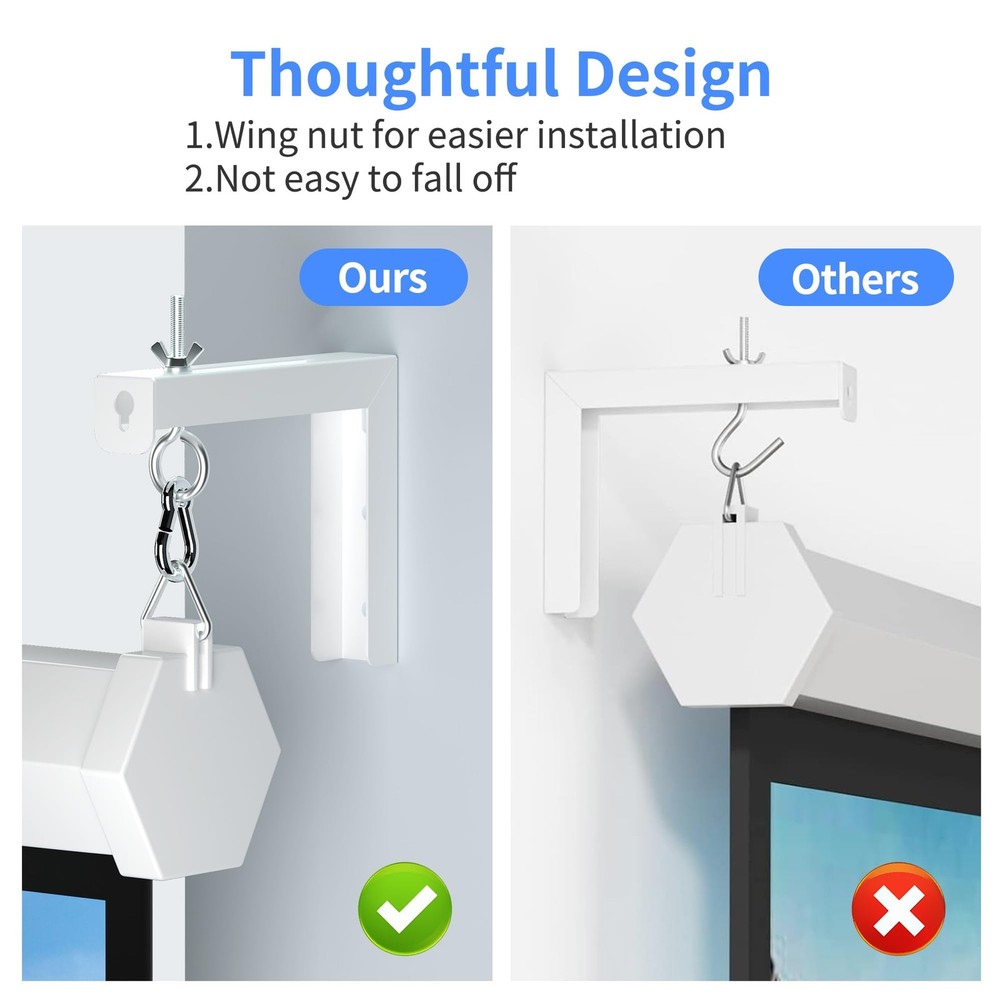 XINLEI Universal Projector Screen Wall Mount L-Brackets Hanging Ceiling White