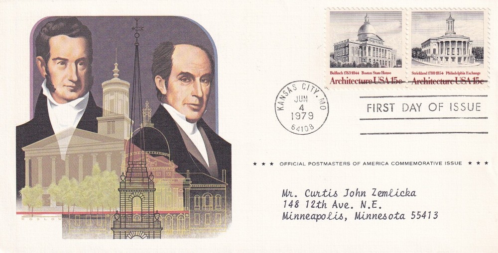 STAMP US SCOTT 1781 & 1782 "American Architecture" 15 CENT 1979 PAIR FDC - B