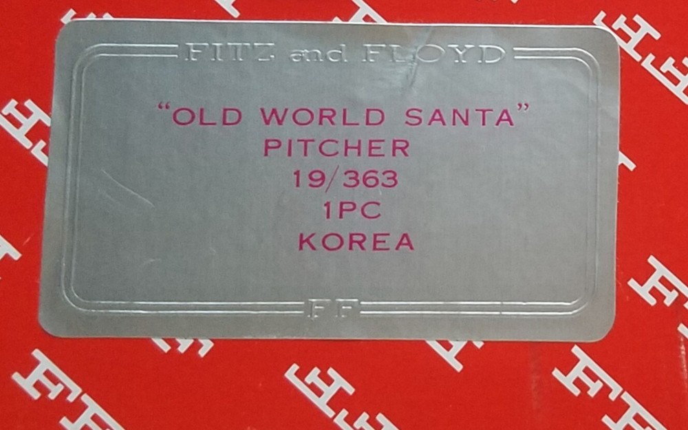 Fitz & Floyd Old World Santa Pitcher New