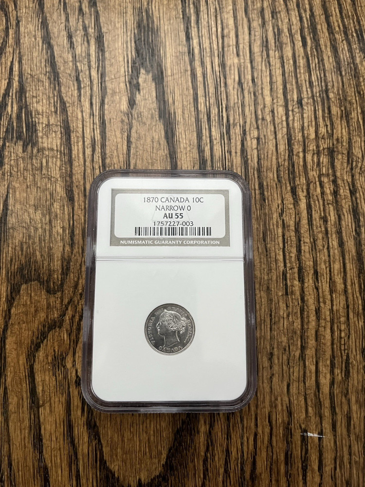 1870 Canada 10C NGC AU55 Narrow 0