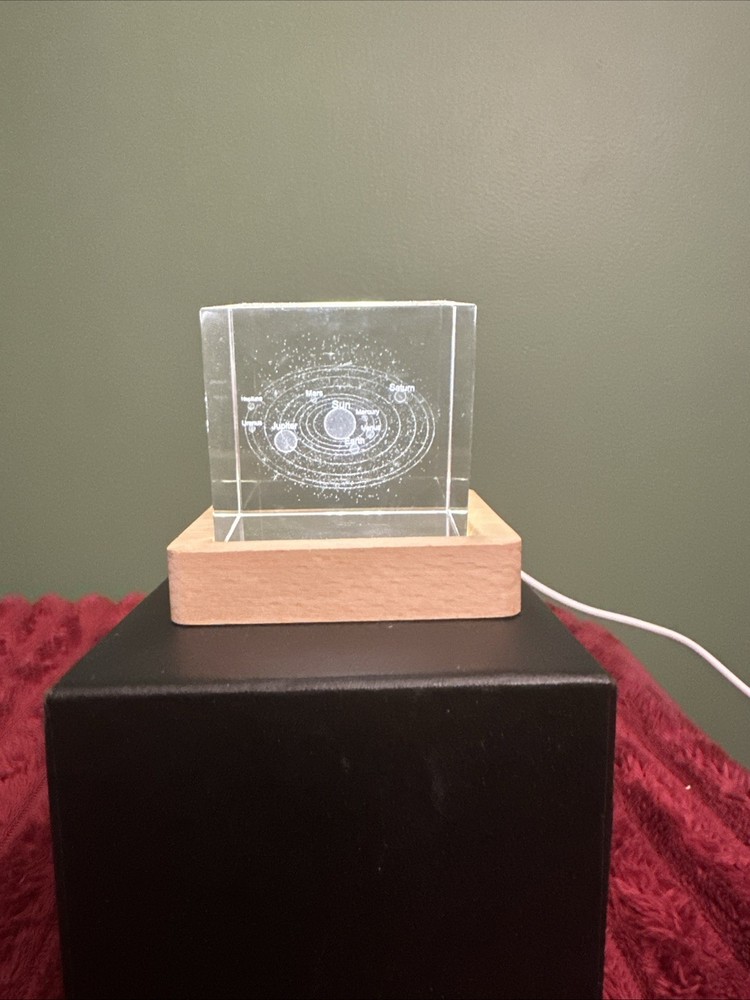 Crystal Engraved Cube Universe Nightlight