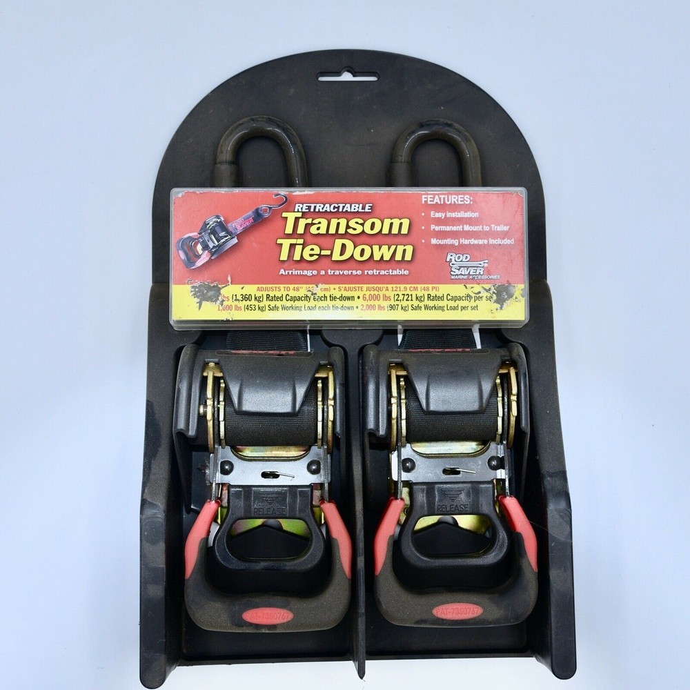 Rod Saver Retractable Transom Tie-Down 48inch Pair RT40