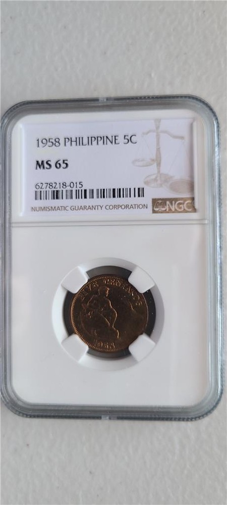 Philippines 5 Centavos 1958 NGC MS 65