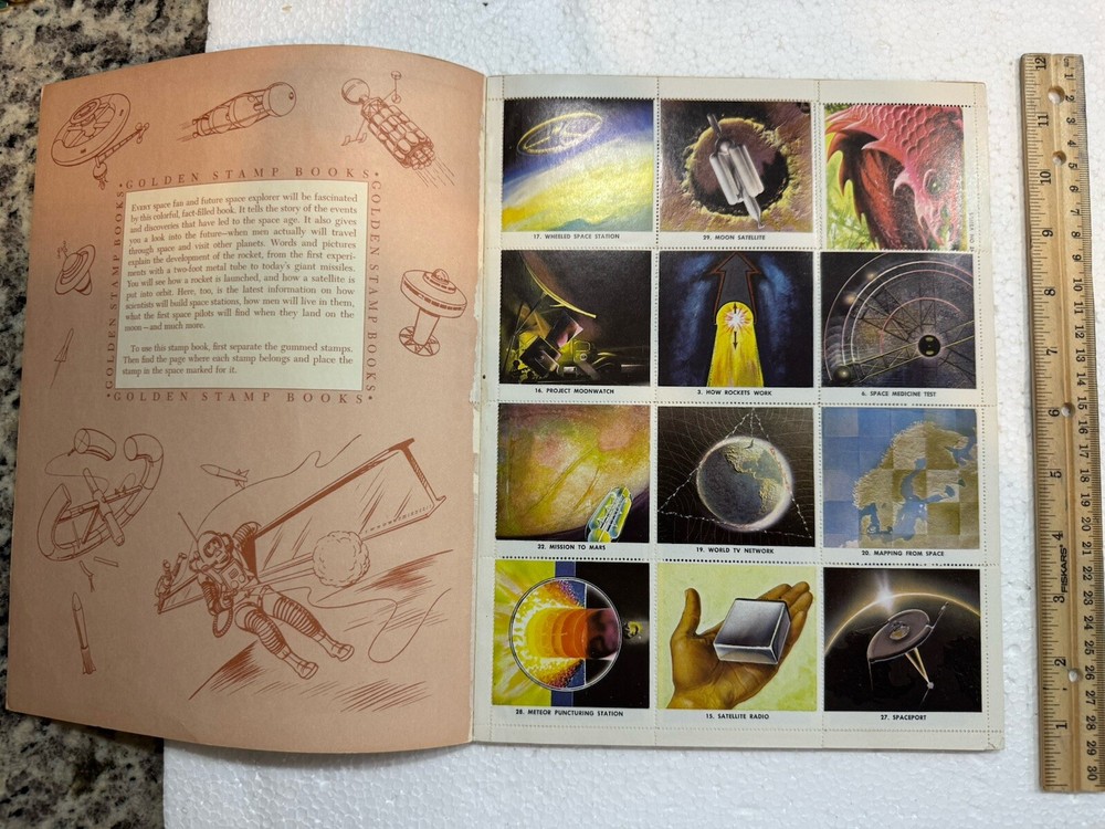 Vintage 1959 Space Travel Sticker Book By Golden Press