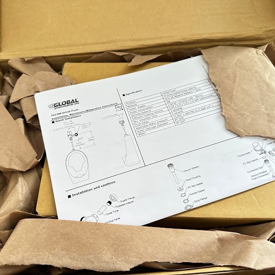 Global Industrial WB761208 Automatic Urinal Flush Valve, Battery Operated, 1.0 G