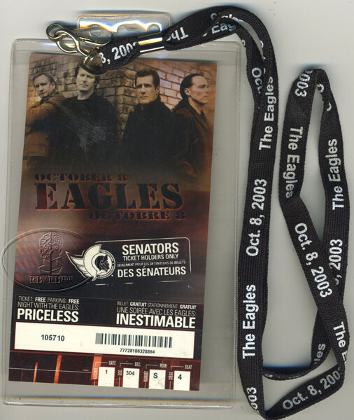Rare EAGLES 2003 Photo Concert Ticket + EAGLES Lanyard Unique
