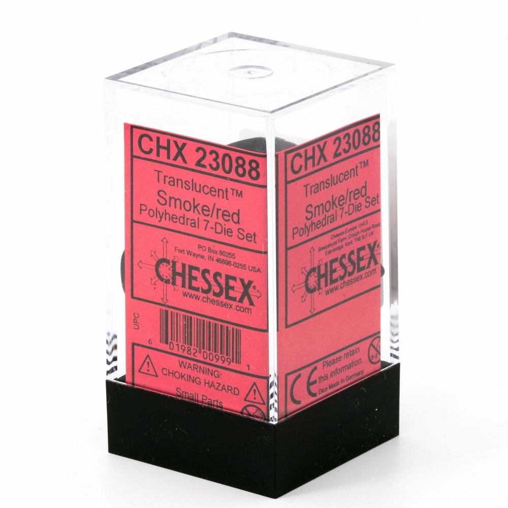 Chessex Dice Translucent: 7pc Smoke/Red