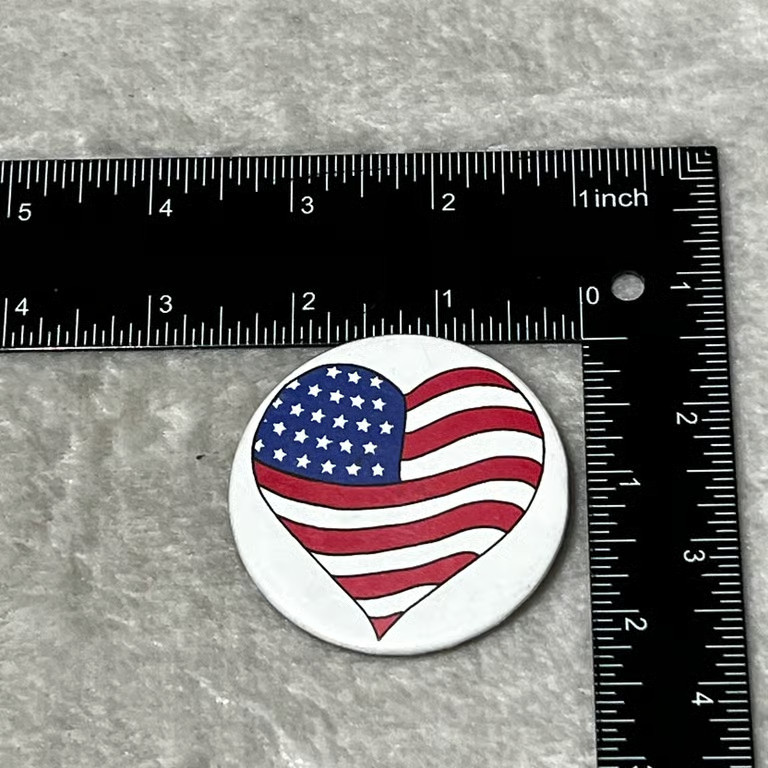 US American Flag Heart Pinback Button A101