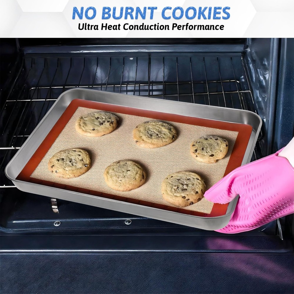 2Pcs Toaster Oven Pans for Baking, 9x11 Baking Sheets Cookie 9x11, Silver