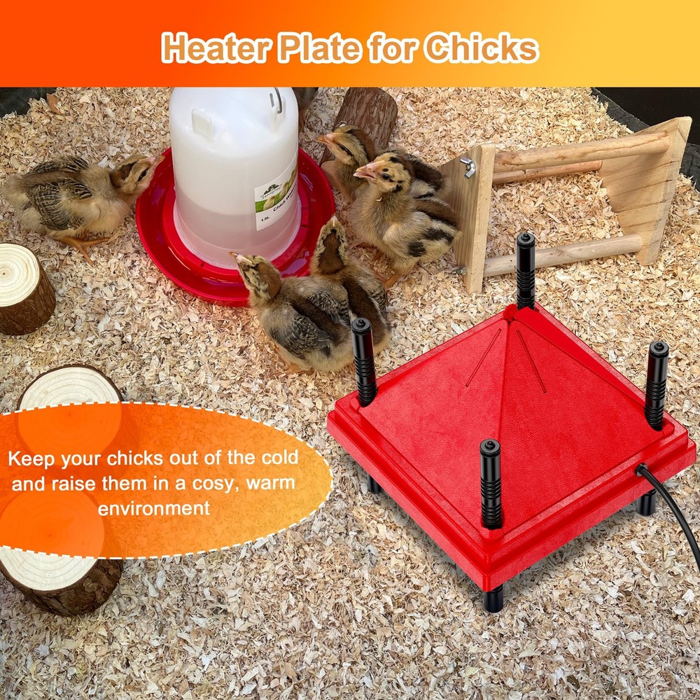 ZenxyHoC Brooder Plate for Chicks with Anti-Roost Cone, Chick Brooder Heater Red