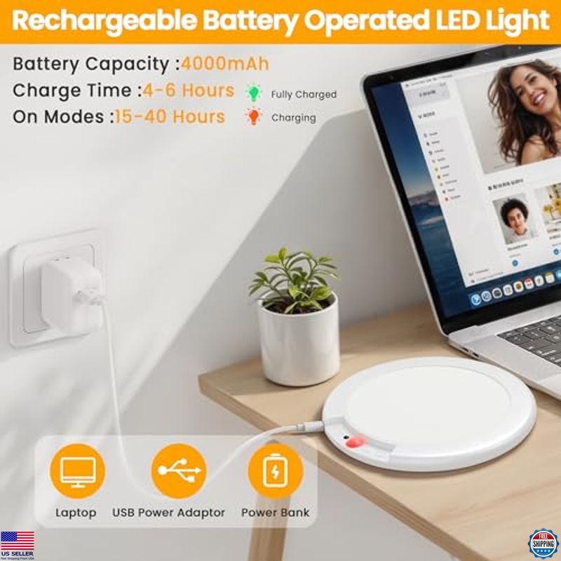 SunRider 2Pack Rechargeable Motion Sensor LED Ceiling Light with Remote, 3CCT