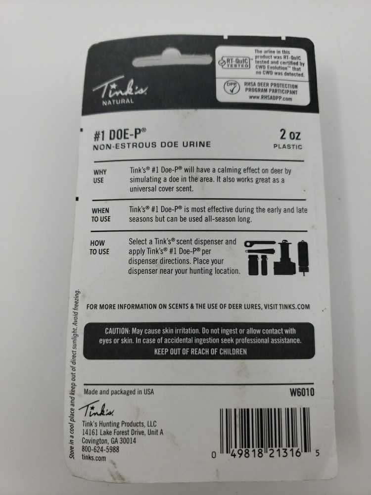 2 Tink's Natural W6010 DOE-P Bottles