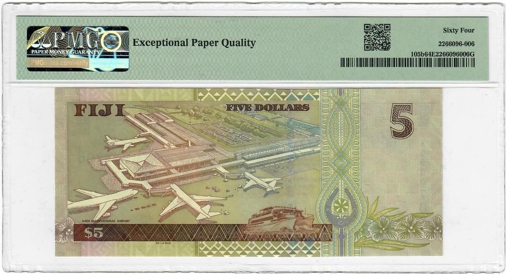 Fiji 5 dollars ND (2002), PMG 64, "2002 ND Issue"