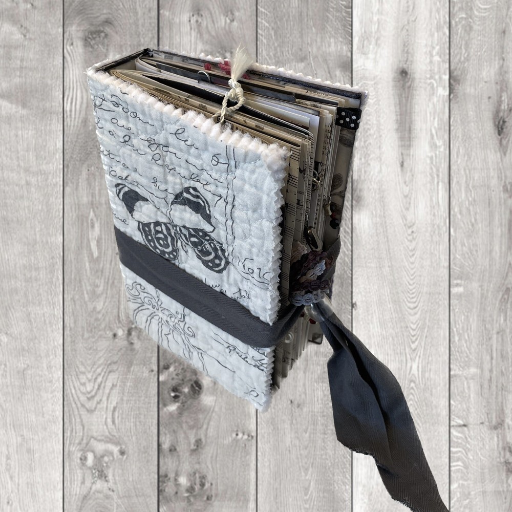 Junk Journal Butterfly Bird Grey Ivory Keepsake Diary Book Interactive NEW