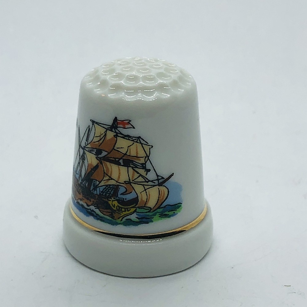 Sailing Ship Porcelain Thimble - The Santa Maria
