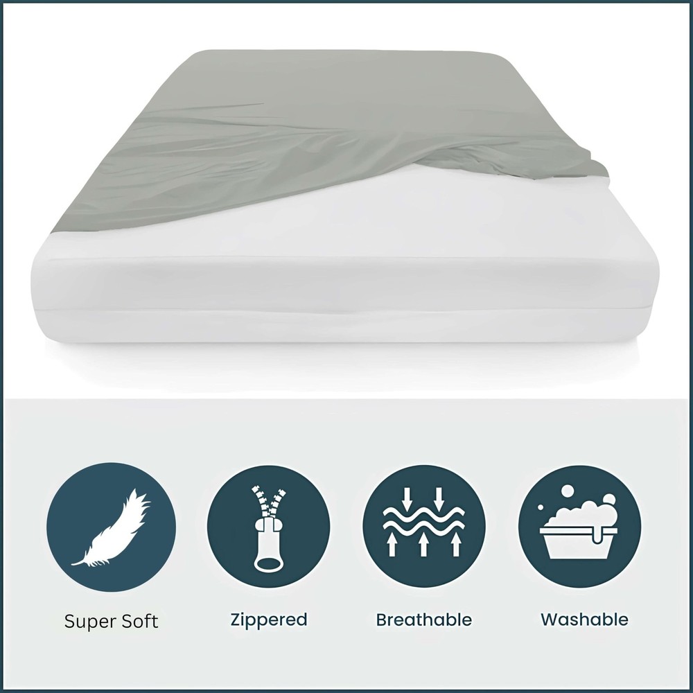 Zipper Fitted Sheet Full - 12 Inch Deep Pocket Microfiber Fitted Sheet - Full...