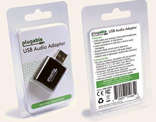 Plugable USB Audio Adapter with 3.5mm Speaker/Headphone and Microphone Jacks