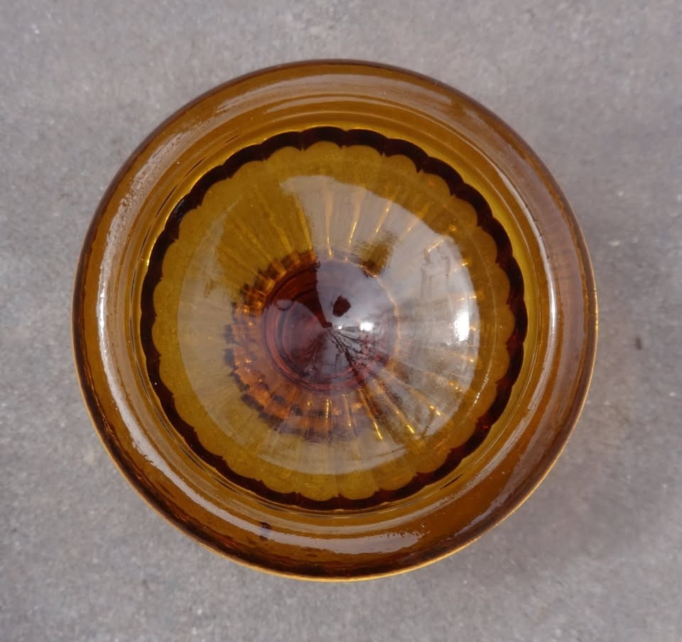 Root-Beer Colored Glass Birdbath-Shaped Open Salt Dip, Cellar, Dish!