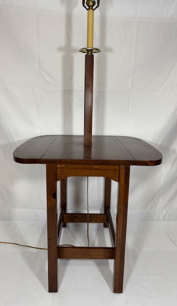 Vintage Ethan Allen Craftsman Solid Pine Wood Drop Leaf Lamp Table
