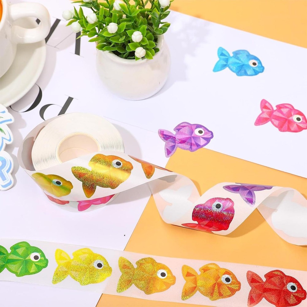 Fish Stickers 500 Sheets Assorted Fade-Proof Motivational Fish