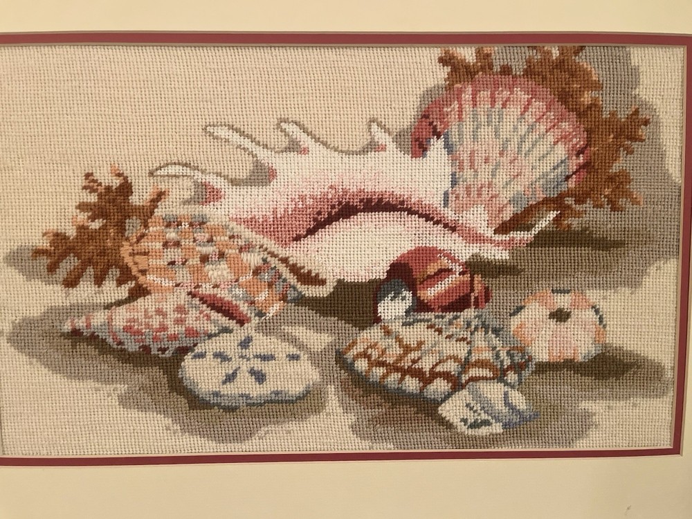 Vintage Needlepoint Picture "Shell Collection"