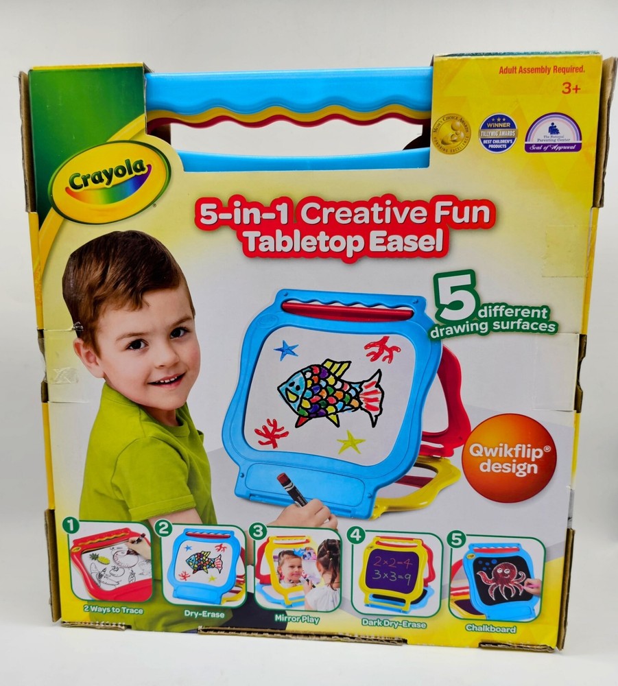 Crayola 5-In-1 Creative Fun Tabletop Easel - 5 Different Drawing Surfaces NIB