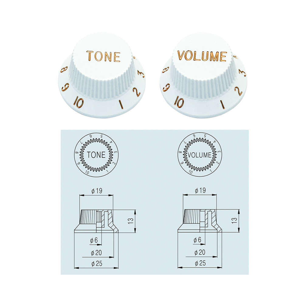 Guitar Speed Knobs 1 Volume 2 Tone Control Knobs for Fender Strat Electric White