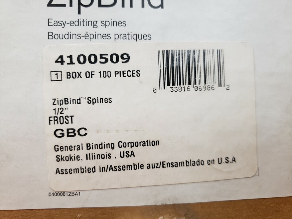 GBC ZipBind Easy Edit Binding Spines, Pack Of 100, Four Variations