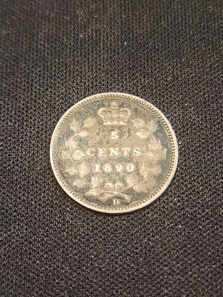 1890H Canada 5 Cents Silver Coin