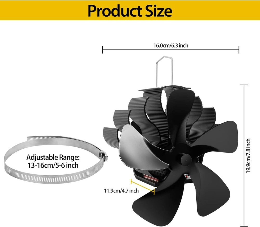 Heat-Activated Fireplace Fan with Overheating Protection – Efficient & Elegant