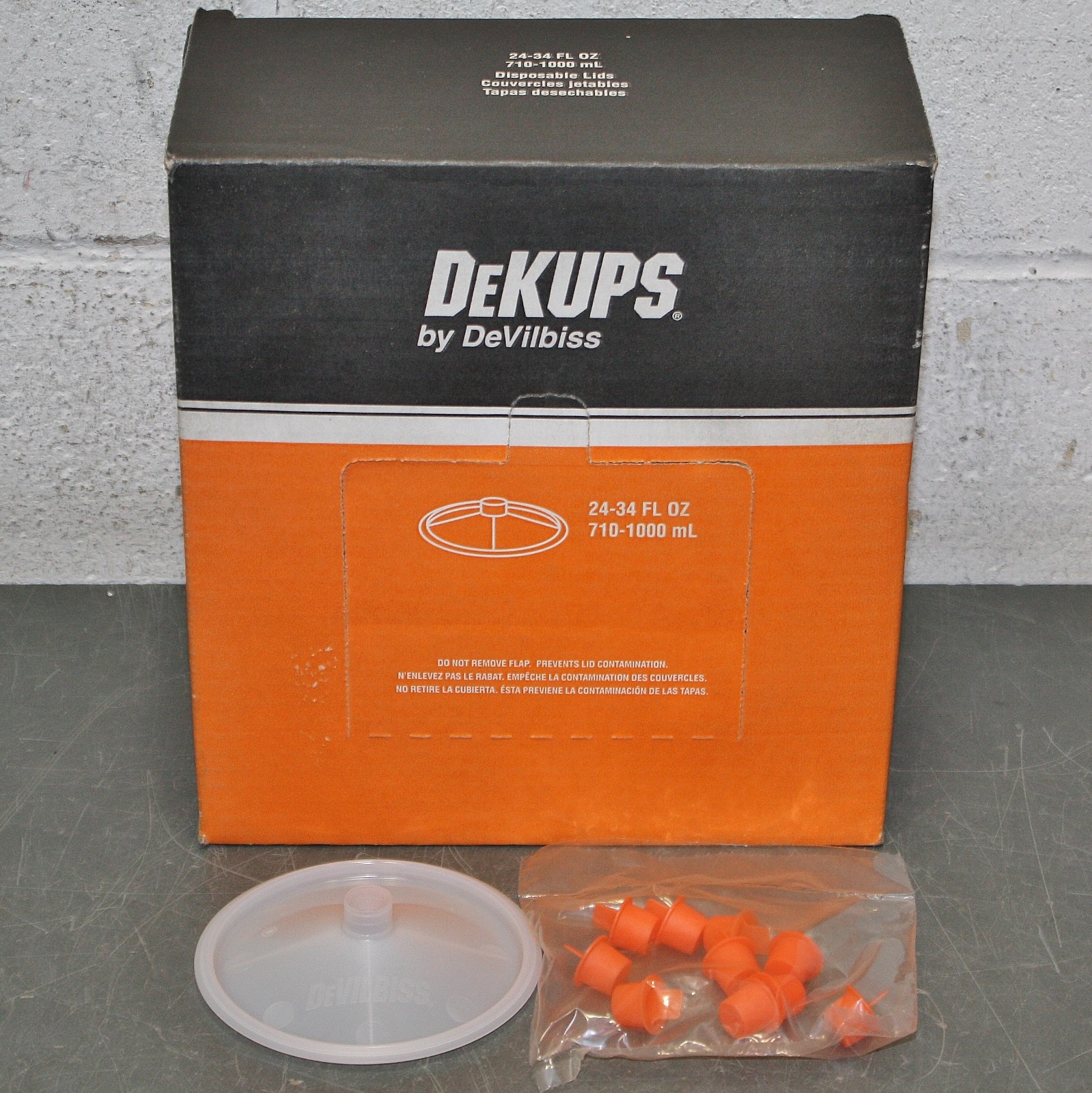 (64) DeVilbiss Paint Cup System Lids DPC524, For 24 / 32 fl oz Cup, Plastic