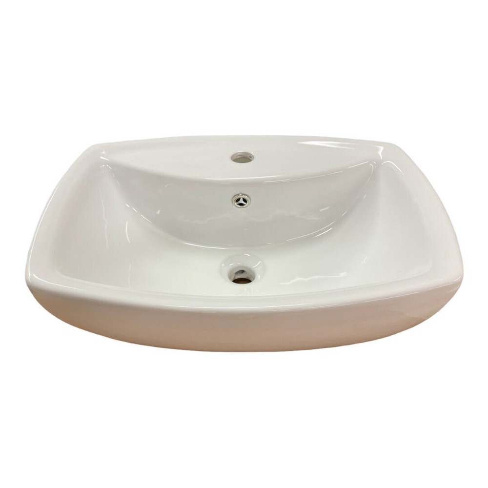 21" White Ceramic Rectangular Vessel Above Counter Sink with overflow