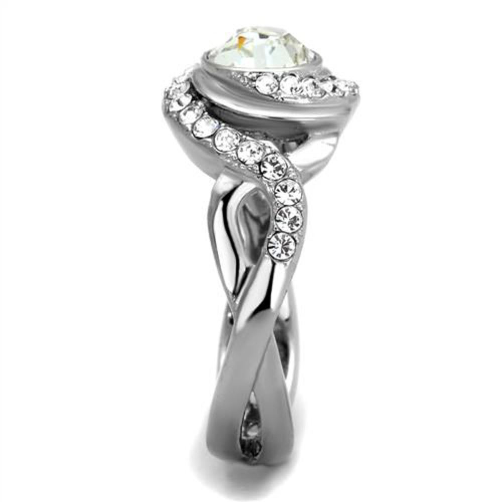 2.18 Ct Round Cut Crystal Stainless Steel Engagement Ring Women's Size 5-10