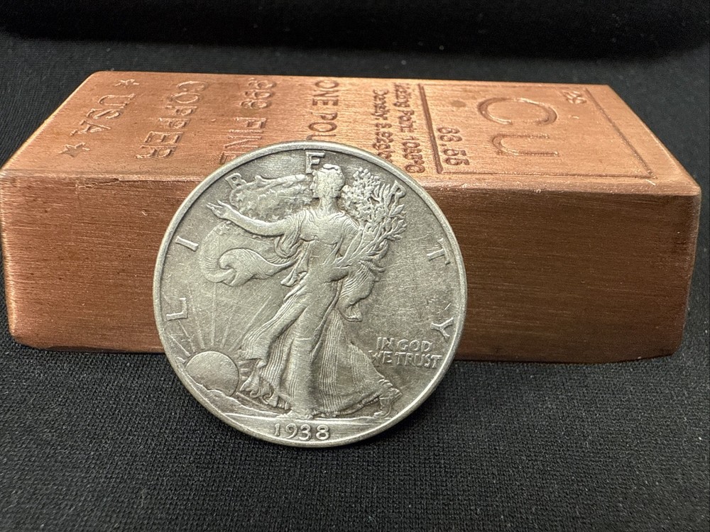 1938 d walking liberty half dollar xf