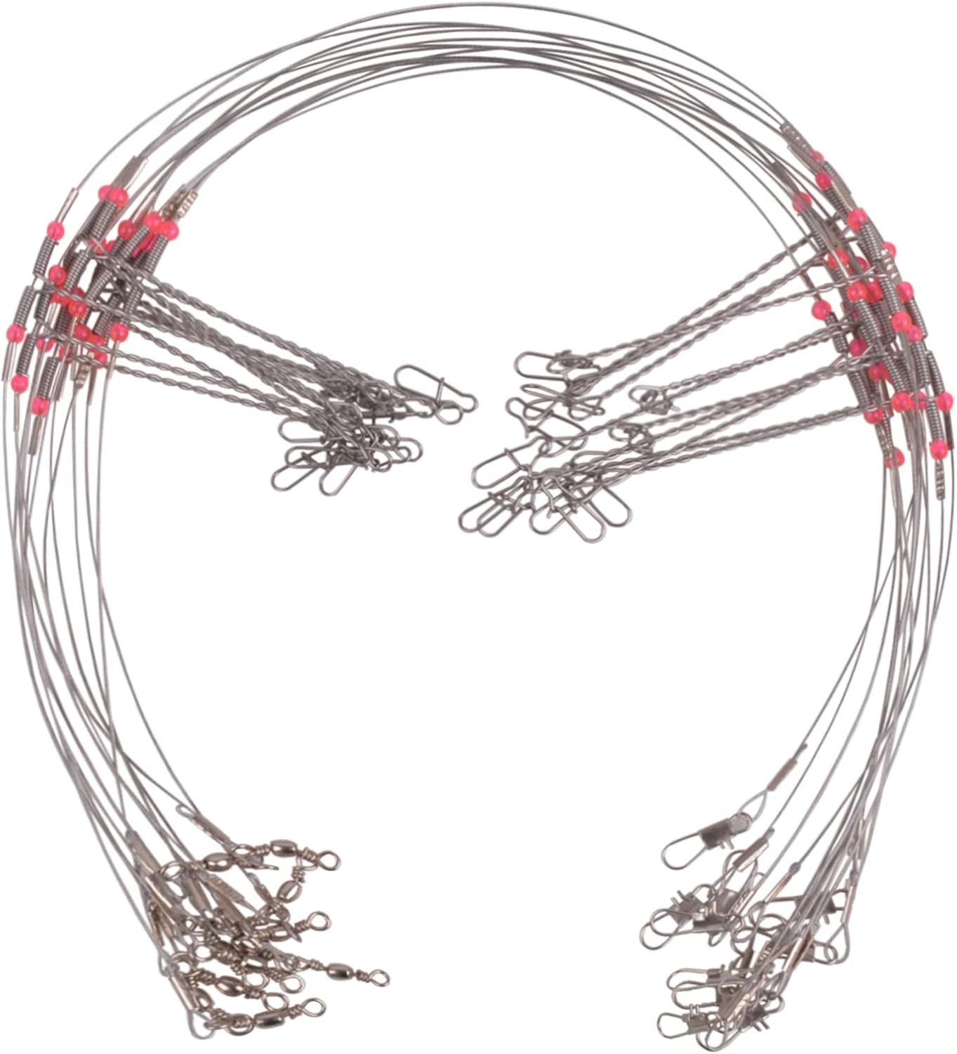 12PCS Fishing Leaders Stainless Steel Fishing Wire Saltwater Tackle Rig with Sw