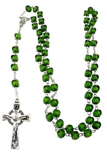 JC Walsh & Sons Ltd. Green Pumpkin Shaped Rosary Glass Beads Hangable Pack