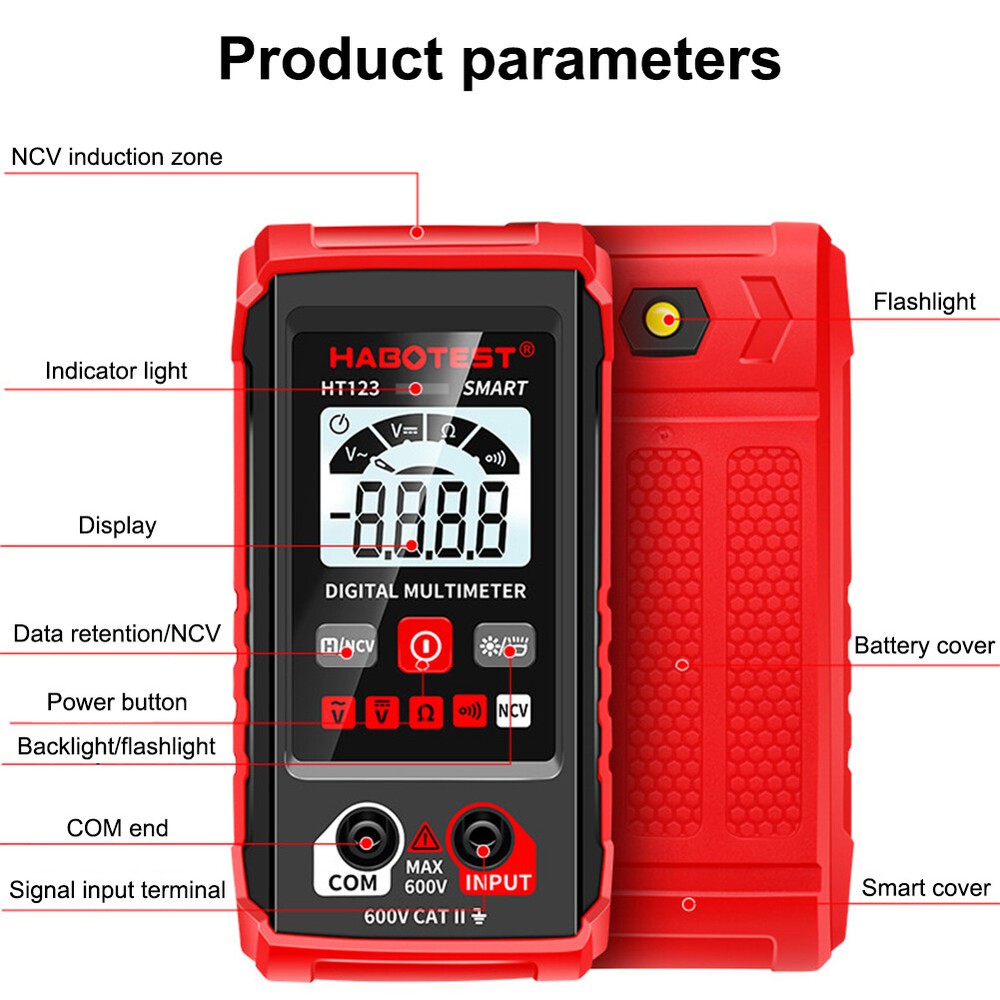 Digital Multimeter Electrical Auto-Ranging Voltmeter Non-Contact Voltage Tester