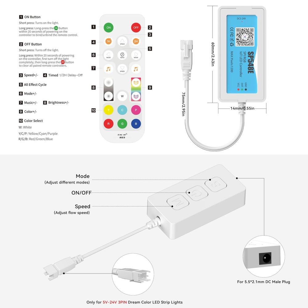 Smart LED Controller with APP & RF Remote, Music Sync, Compatible with Alexa/...