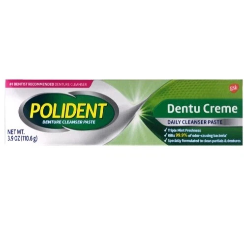3 Pack - Polident Dentu-Creme Denture Toothpaste, 3.9 Oz Each