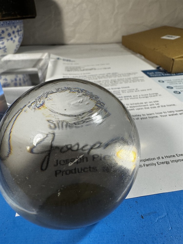 Antique 19thC Solid Glass Reading Ball 3” Desk Optical Magnifier