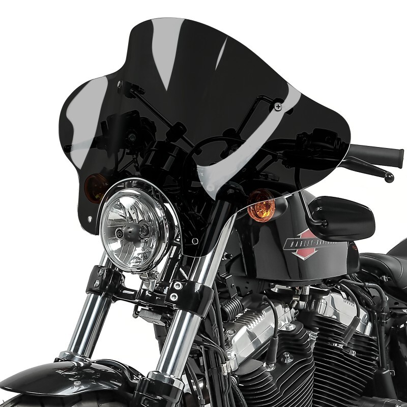 Windshield Batwing + 4-Point Mounting Kit for Custom Bikes dark smoke