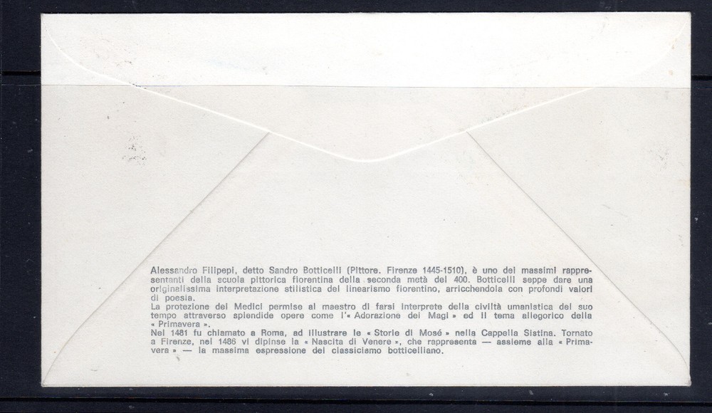 Italy Sandro Botticlli Centenary 1973 complete envelope [I102209]