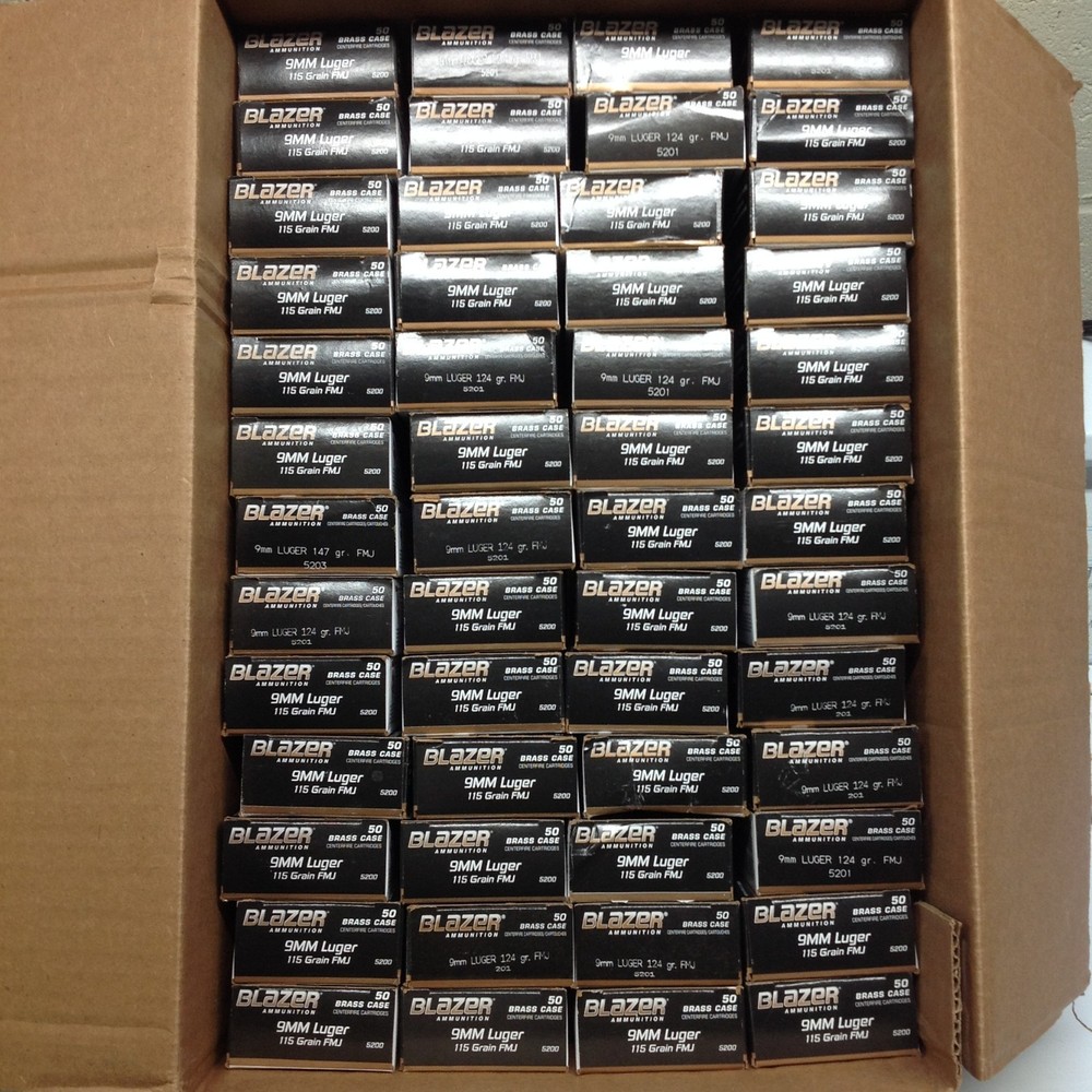 9mm used empty Blazer ammo boxes with trays