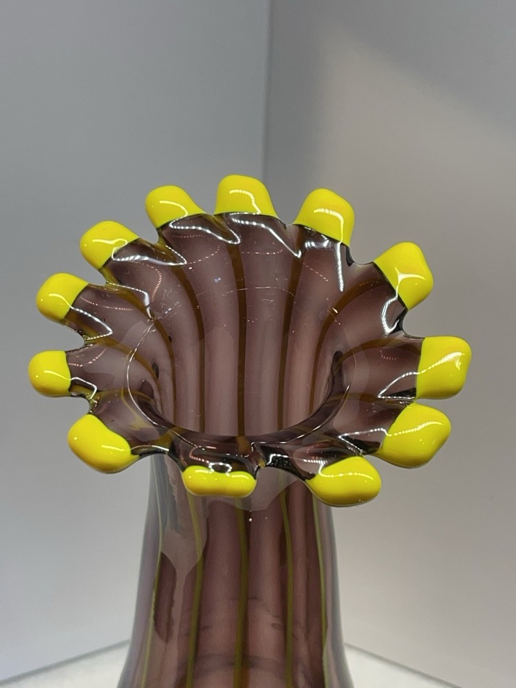 Eastern Curved Purple and Yellow pulled vase