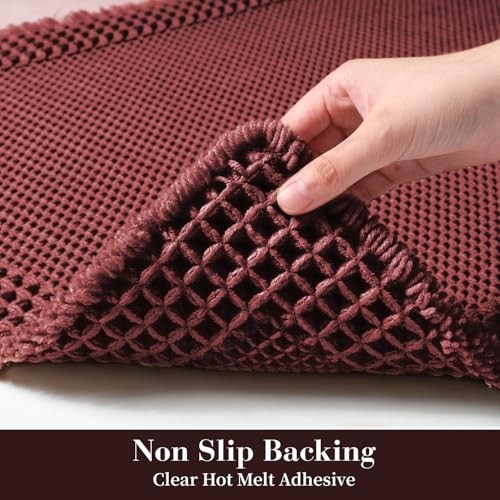 RESARE Waffle Bath Mat for Bathroom, Super 1'5" x 2' (Rectangular), Dark Red