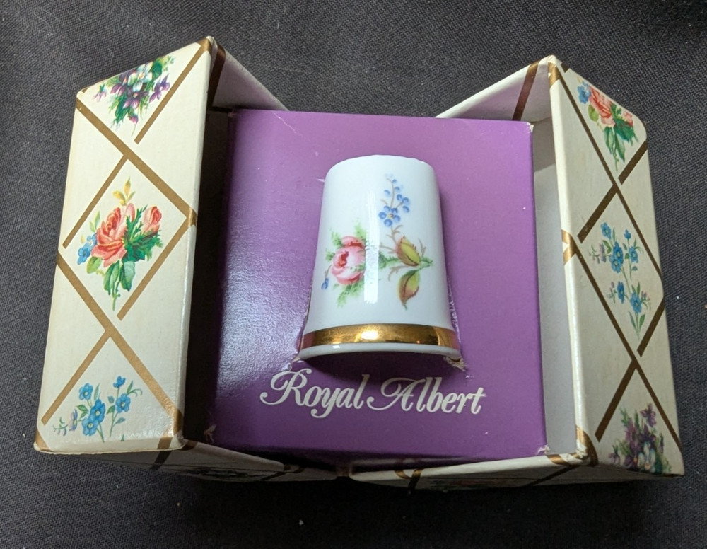3 Royal Albert Rose Thimbles - Original Boxes